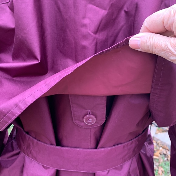 Vintage Fleet Street Mulberry Red Quilted Lining Trench Coat sz 16 - Picture 5 of 10